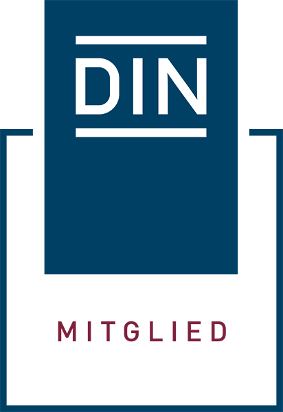 Logo DIN Deutsches Institut für Normung e.V. membership, tarpaulin saddlery Schleswig-Holstein